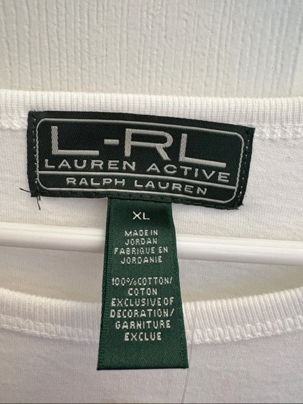 Lauren ralph lauren active White Tee with Black insignia- size XL NWT but flaw - Picture 2 of 8